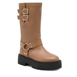 Kozaki Badura. Brązowe kozaki damskie Badura, bez obcasa, na płaskiej podeszwie. Za 529.99 zł.