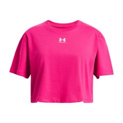 Koszulka dla dziewczynki Under Armour Rival. Białe bluzki dla dziewczynek Under Armour, bez wzorów, bez kołnierzyka, bez ramiączek. Za 113.20 zł.