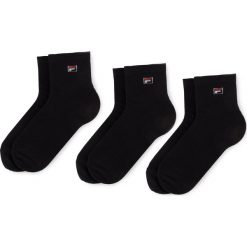 Zestaw 3 par niskich skarpet unisex FILA - Calza F9303 Black 200. Czarne skarpety damskie Fila, bez wzorów, z bawełny. Za 35.99 zł.