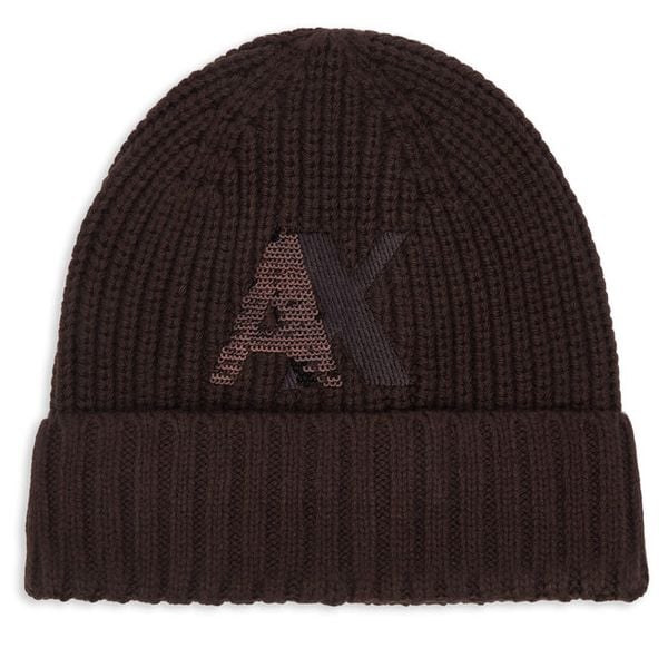 Czapka Armani Exchange. Brązowe czapki i kapelusze damskie Armani Exchange, na zimę, bez wzorów. Za 299.99 zł.