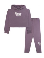 Komplet zimowy dla dziewcząt Leone 1947 Lavender, bluzy z kapturem i legginsy. Fioletowe legginsy dla dziewczynek LEONE 1947 APPAREL, bez wzorów, z bawełny. Za 235.76 zł.
