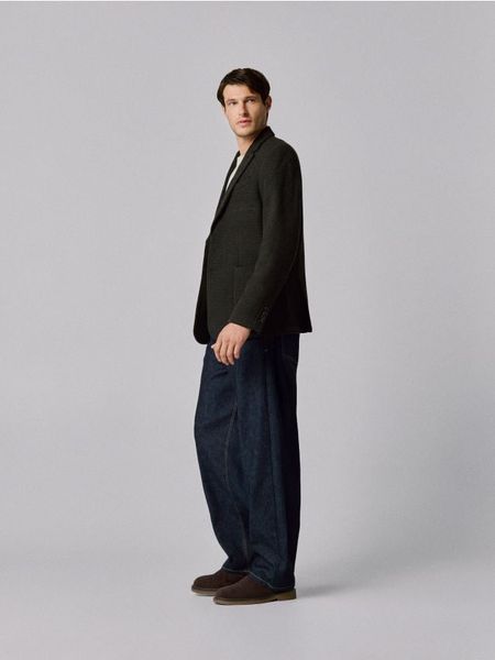 Jeansy Selvedge barrel leg - granatowy. Niebieskie jeansy męskie Reserved. Za 189.99 zł.