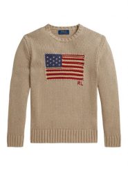 Polo Ralph Lauren Sweter 323B18575001 Beżowy Regular Fit. Brązowe swetry dla chłopców Polo Ralph Lauren, bez wzorów, z bawełny, bez kołnierzyka, bez kaptura. Za 949.99 zł.