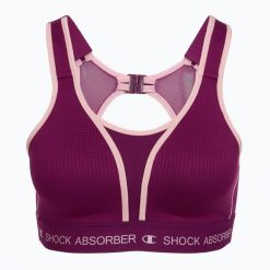 Biustonosz treningowy Shock Absorber Ultimate Run Bra Padded. Fioletowe biustonosze Shock Absorber, bez wzorów, z elastanu. Za 219.99 zł.
