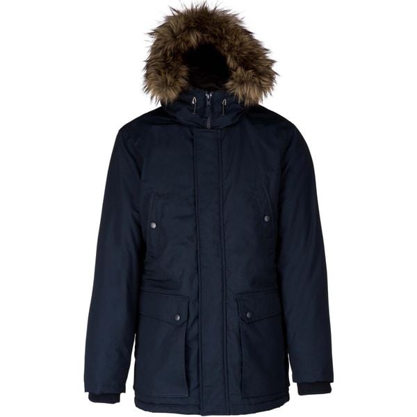 Parka na zimną pogodę Kariban. Niebieskie parki męskie KARIBAN, xl, bez wzorów, z bawełny, eleganckie, bez kaptura. Za 510.40 zł.