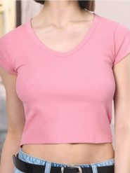 Koszulka basic w prążek - pomarańczowy. Brązowe t-shirty damskie Sinsay, l, bez wzorów, bez kołnierzyka. W wyprzedaży za 8.99 zł.