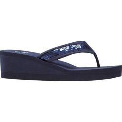 Klapki na koturnie. Czarne klapki damskie bonprix, bez wzorów, eleganckie, bez obcasa, na koturnie. Za 67.99 zł.