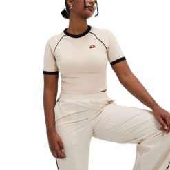 Koszulka damska Ellesse Chevalier. Brązowe t-shirty damskie Ellesse, bez wzorów, z tkaniny, bez kołnierzyka. Za 94.99 zł.