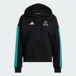 BLUZA Z KAPTUREM MERCEDES - AMG PETRONAS FORMULA 1 TEAM DNA FULL ZIP. Czarne bluzy damskie Adidas, l, bez wzorów, z bawełny, z kapturem. Za 284.50 zł.