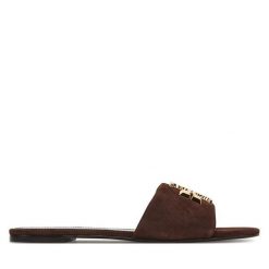 Klapki Tory Burch. Brązowe klapki damskie Tory Burch, bez wzorów, bez obcasa. Za 1,279.00 zł.