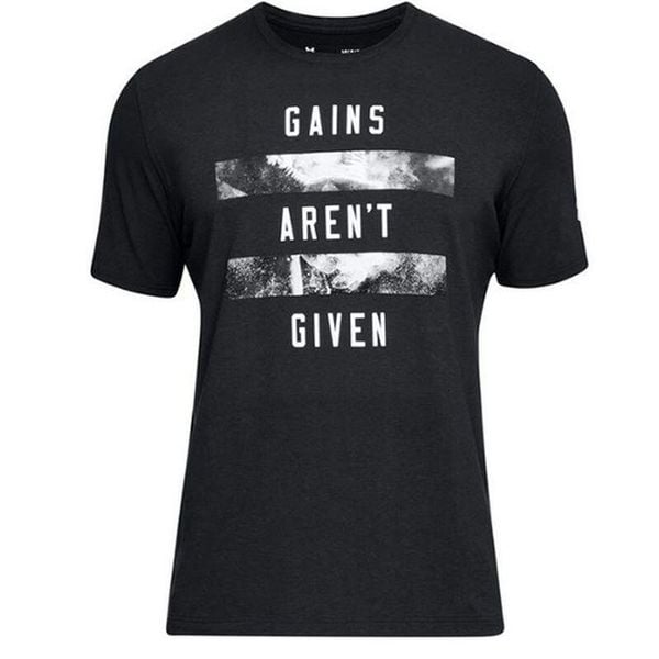 Koszulka sportowa męska Under Armour Gains Arent Given 1305662. Czarne buty sportowe męskie Under Armour, bez zapięcia, na fitness i siłownię. Za 119.00 zł.