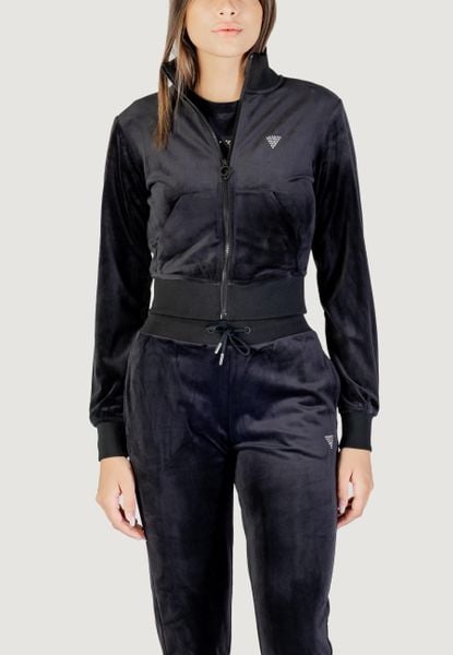 Bluza Kobieta GUESS ACTIVE COUTURE FULL ZIP SWEATSHIRT. Czarne bluzy damskie Guess Active, m, z aplikacjami, z lycry, bez kaptura. Za 345.15 zł.