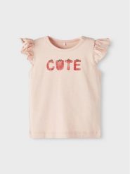 NAME IT Bluzka 13217455 Różowy Regular Fit. Czerwone t-shirty i topy dla dziewczynek Name it, bez wzorów, z bawełny, bez ramiączek. Za 29.99 zł.