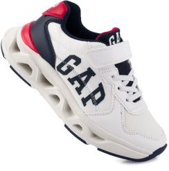 Dziecięce buty sneakersy sportowe na rzep GAP SAN FRANCISCO. Białe trampki i tenisówki chłopięce GAP, bez wzorów, z materiału, eleganckie, bez zapięcia. Za 129.00 zł.