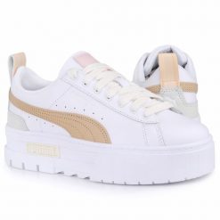 Buty damskie sportowe do chodzenia Puma MAYZE LUXE. Białe obuwie sportowe damskie Puma, bez wzorów, z gumy, trekkingowe. Za 510.45 zł.