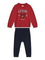 Guess Komplet sweter i spodnie materiałowe I6BG04 Z1273 Czerwony Regular Fit. Czerwone spodnie materiałowe dla chłopców Guess, z aplikacjami, z materiału, bez kołnierzyka, bez kaptura. Za 284.99 zł.