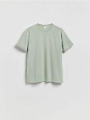 T-shirt regular z dodatkiem lyocellu - jasnozielony. Zielone t-shirty męskie Reserved, l, bez wzorów, z dzianiny, bez kołnierzyka. Za 79.99 zł.