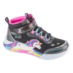 Buty sportowe Sneakersy dziewczęce, S-Lights: Unicorn Chaser - Jumping Magic. Czarne buty sportowe dziewczęce Skechers, bez wzorów, bez zapięcia, trekkingowe. Za 269.99 zł.