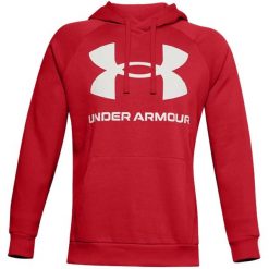 Bluza fitness męska Under Armour Rival Fleece Big Logo HD. Czerwone bluzy męskie Under Armour, m, bez wzorów, bez kaptura. Za 125.09 zł.