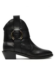 See By Chloé Kowbojki New Ring SB43000A Czarny. Czarne botki damskie See By Chloé, ze skóry, bez obcasa, na słupku, bez zapięcia. Za 2,899.00 zł.