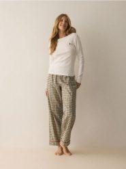 Bawełniana piżama dwuczęściowa - zielony. Zielone piżamy damskie Reserved, l, bez wzorów, z bawełny, bez ramiączek. Za 139.99 zł.