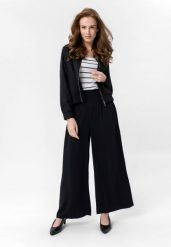 Luźne, szerokie spodnie R-AMINA. Czarne spodnie materiałowe damskie Volcano, l, bez wzorów, z materiału. Za 129.99 zł.