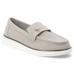 Mokasyny damskie Vinceza, cholewka ze skóry naturalnej licowej wsuwany fason typu loafers, szare, 93221. Szare mokasyny damskie VINCEZA, bez wzorów, ze skóry, bez obcasa, bez zapięcia. Za 159.00 zł.