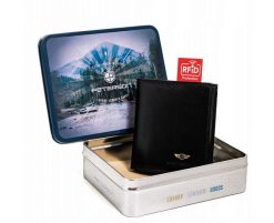 Portfel skórzany RFID Peterson [DH] PTN 365 2-1-1-9634 B czarny. Czarne portfele męskie Peterson, bez wzorów, ze skóry. Za 104.00 zł.