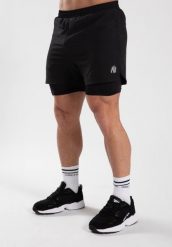 Cortez 2-In-1 Szorty - Czarny. Czarne krótkie spodenki sportowe męskie GORILLA WEAR, l, bez wzorów, z poliesteru, na fitness i siłownię. Za 219.00 zł.