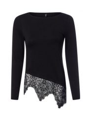 ONLY Koszulka z długim rękawem Kobiety Koronka czarny, L. Czarne t-shirty damskie Only, l, bez wzorów, z koronki, bez kołnierzyka. Za 129.95 zł.