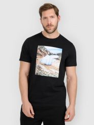 4F T-shirt regular z nadrukiem męski - czarny XXL. Czarne t-shirty męskie 4f, m, bez wzorów, z bawełny, bez kołnierzyka. Za 79.99 zł.