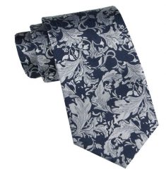 Elegancki i Modny Krawat Jedwabny - Alties - Granatowy z Kwiatowym Wzorem. Niebieskie krawaty i muchy Alties, bez wzorów, z jedwabiu, eleganckie. Za 115.00 zł.