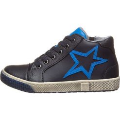 Skórzane sneakersy w kolorze granatowym. Niebieskie trampki i tenisówki chłopięce Lamino Shoes, z aplikacjami, z materiału, bez zapięcia. W wyprzedaży za 149.95 zł.
