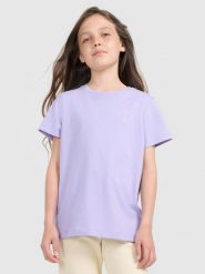 4F T-shirt regular z nadrukiem dziewczęcy - fioletowy 122 (6-7 lat). Fioletowe t-shirty i topy dla dziewczynek 4f, bez wzorów, z bawełny, bez ramiączek. W wyprzedaży za 39.99 zł.