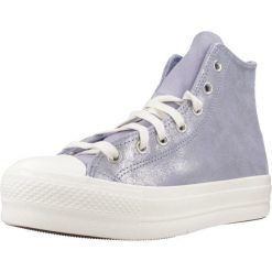 Buty CONVERSE Chuck Taylor All Star Lift Platform Suede Shimmer Hi Fioletowy. Fioletowe obuwie sportowe damskie Converse, bez wzorów, ze skóry. Za 306.99 zł.