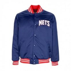 Mitchell & Ness Nba Heavyweight Satin Jacket New Jersey Nets. Niebieskie bluzy męskie Mitchell & Ness, m, bez wzorów, z jersey, bez kaptura. Za 559.00 zł.