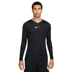 Męska Koszulka Z Długim Rękawem Park DriFIT Base Layer Top. Czarne koszulki sportowe męskie Nike, m, bez wzorów, bez kołnierzyka, bez ramiączek, trekkingowe. Za 138.99 zł.