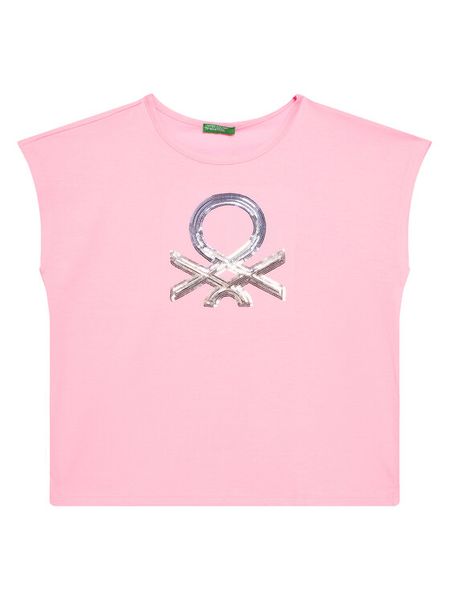 United Colors Of Benetton T-Shirt 3I1XC10P1 Różowy Regular Fit. Czerwone t-shirty i topy dla dziewczynek United Colors Of Benetton, bez wzorów, z bawełny, bez ramiączek. Za 39.99 zł.