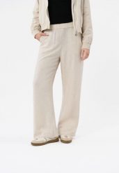 Szerokie spodnie z lnem R-NETTE. Brązowe spodnie materiałowe damskie Volcano, xxl, bez wzorów, z materiału. Za 149.99 zł.