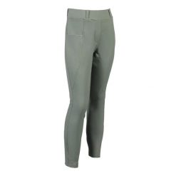Dziewczęce legginsy jeździeckie z pełną przyczepnością HKM Kids Mia. Zielone legginsy dla dziewczynek HKM KIDS, z aplikacjami. Za 229.50 zł.