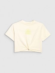 4F T-shirt oversize crop top z nadrukiem dziewczęcy - biały 140 (9-10 lat). Białe t-shirty i topy dla dziewczynek 4f, bez wzorów, bez ramiączek. W wyprzedaży za 29.99 zł.