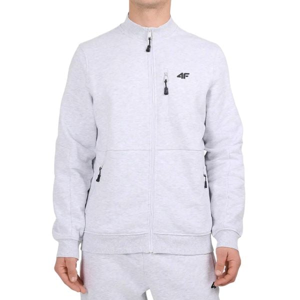 Bluza męska 4F z wysokim kołnierzem. Szare bluzy męskie 4f, m, bez wzorów, z bawełny, bez kaptura. Za 133.99 zł.