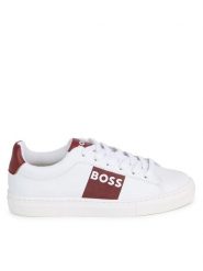 Boss Sneakersy J50854 S Biały. Białe buty sportowe chłopięce Boss, bez wzorów, ze skóry, bez zapięcia. Za 969.99 zł.