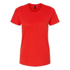 Damska Koszulka Softstyle O Średniej Grubości. Czerwone koszulki sportowe damskie Gildan, xl, bez wzorów, bez kołnierzyka, bez ramiączek, trekkingowe. Za 44.99 zł.