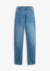 Jeansy ciążowe mom, 2 w 1, na okres ciązy i po nim, długość do kostki. Niebieskie jeansy damskie bonprix, moda ciążowa. Za 159.99 zł.