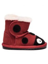 EMU Australia Śniegowce Ladybird Walker B10317 Czerwony. Czerwone buty zimowe dziewczęce Emu Australia, ze skóry, bez zapięcia. Za 259.99 zł.