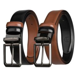 Skórzany, dwustronny pasek męski w czarnym i brązowym kolorze Peterson PTN LZB-34-BLACK-. Brązowe paski damskie Peterson, bez wzorów, ze skóry, klasyczne. Za 69.99 zł.