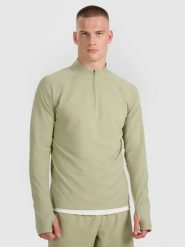 4F Bluza do biegania regular szybkoschnąca męska - oliwkowa/khaki L. Brązowe bluzy męskie 4f, l, bez wzorów, bez kaptura. Za 199.99 zł.