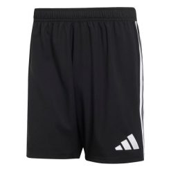 Szorty adidas Tastigo25. Czarne krótkie spodenki sportowe męskie Adidas, bez wzorów, z materiału, do piłki nożnej. Za 89.00 zł.