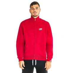 Bluza z bawełna z zamek błyskawiczny na czas wolny. Czerwone bluzy męskie LEONE 1947 APPAREL, bez wzorów, z bawełny, bez kaptura, na fitness i siłownię. W wyprzedaży za 181.87 zł.